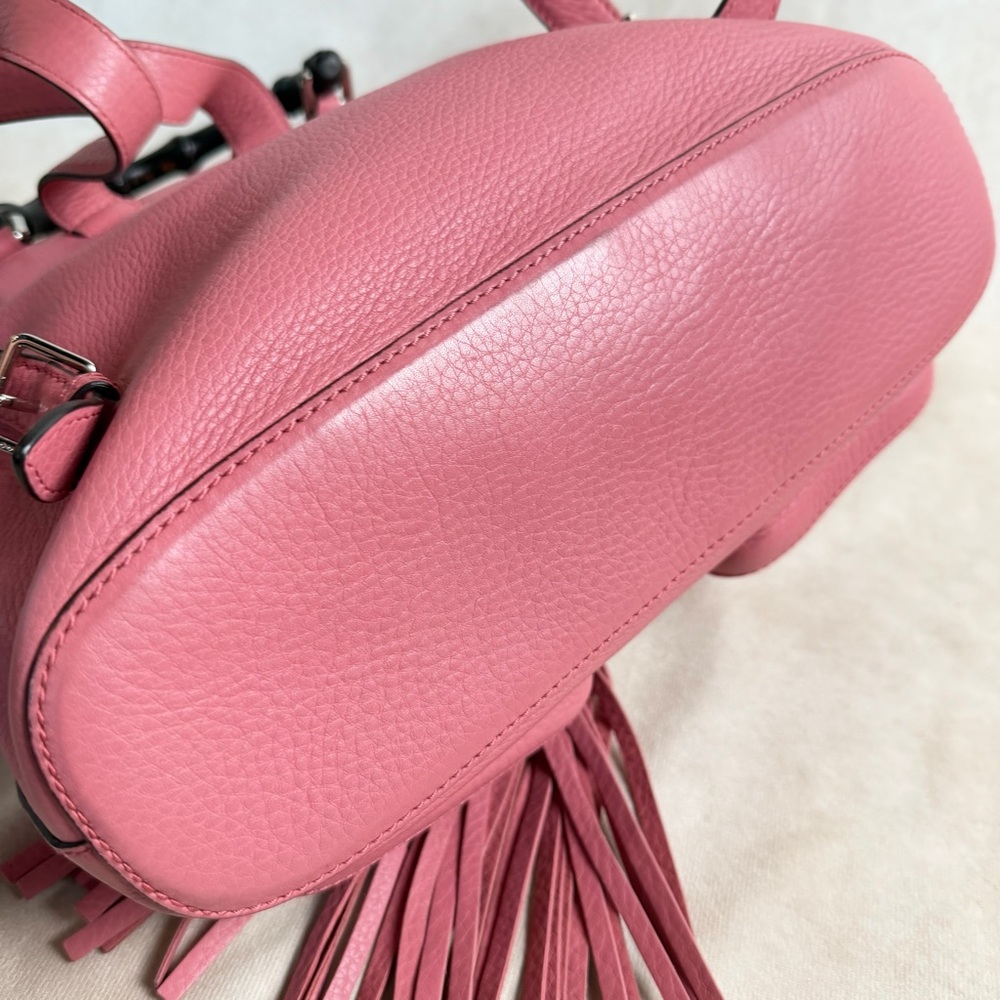 Gucci Pink Leather Bamboo Tassel Backpack | Authentic | Made in Italy - Picture 10 of 17